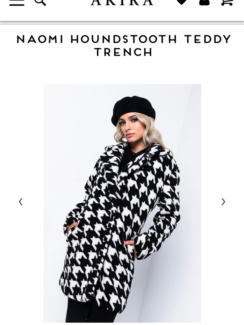 AKIRA Black & White Houndstooth Teddy Jacket !
